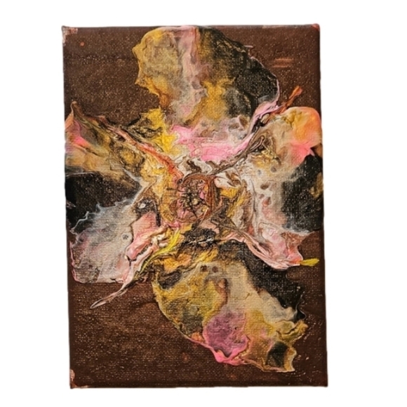 Hand Crafted original acrylic pouring art on canvas pink upcycled farmhouse - Picture 1 of 10